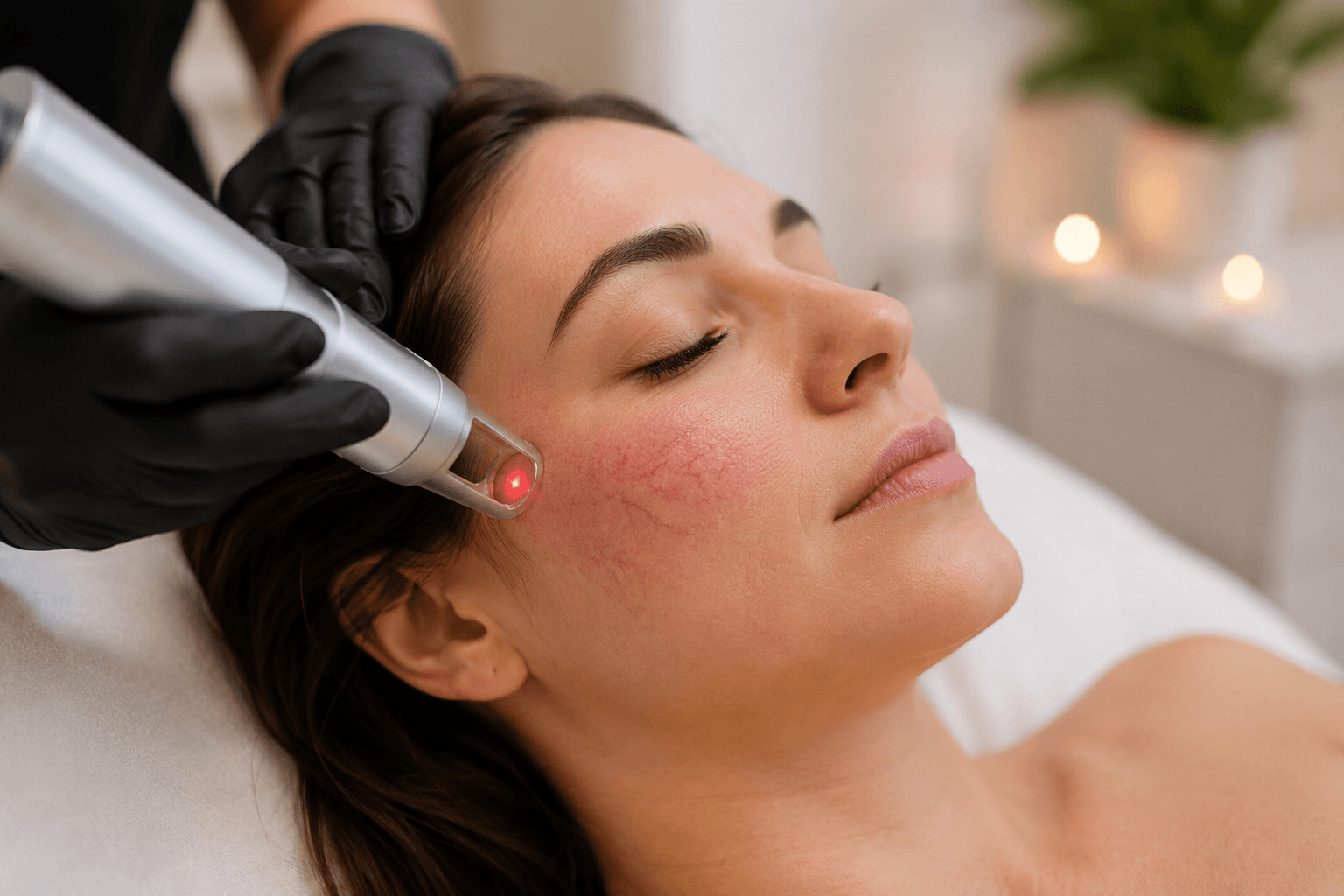 Laser treatment reducing broken capillaries and visible blood vessels in Southlake, Texas
