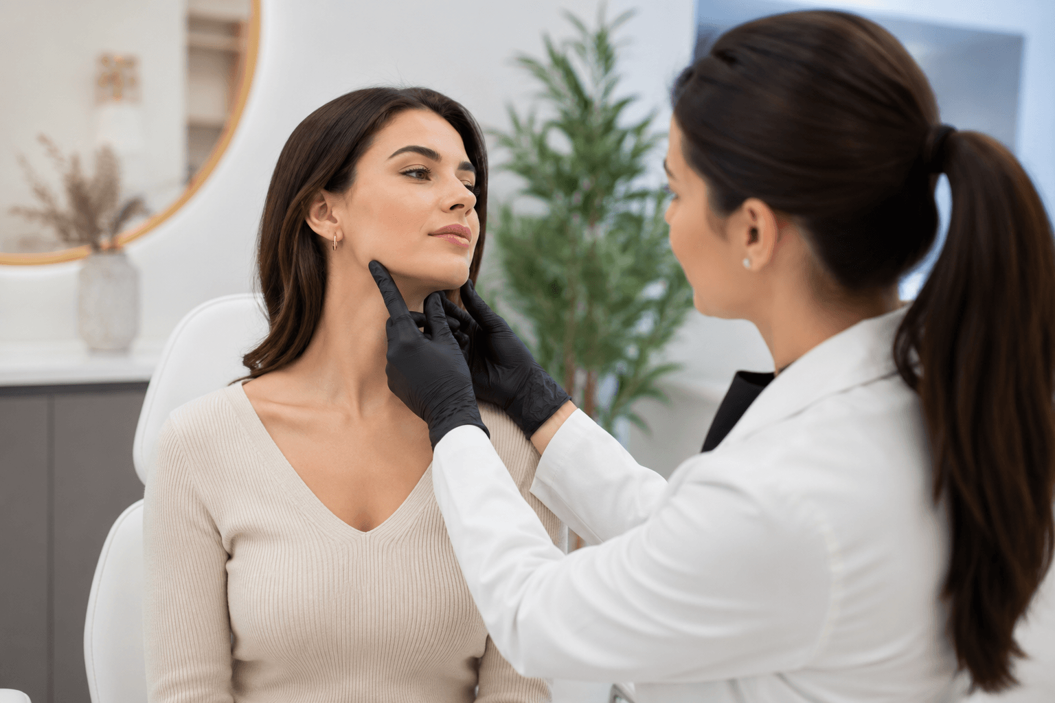 Provider consulting with a patient about masseter Botox treatment options and jawline contouring in Southlake, Texas