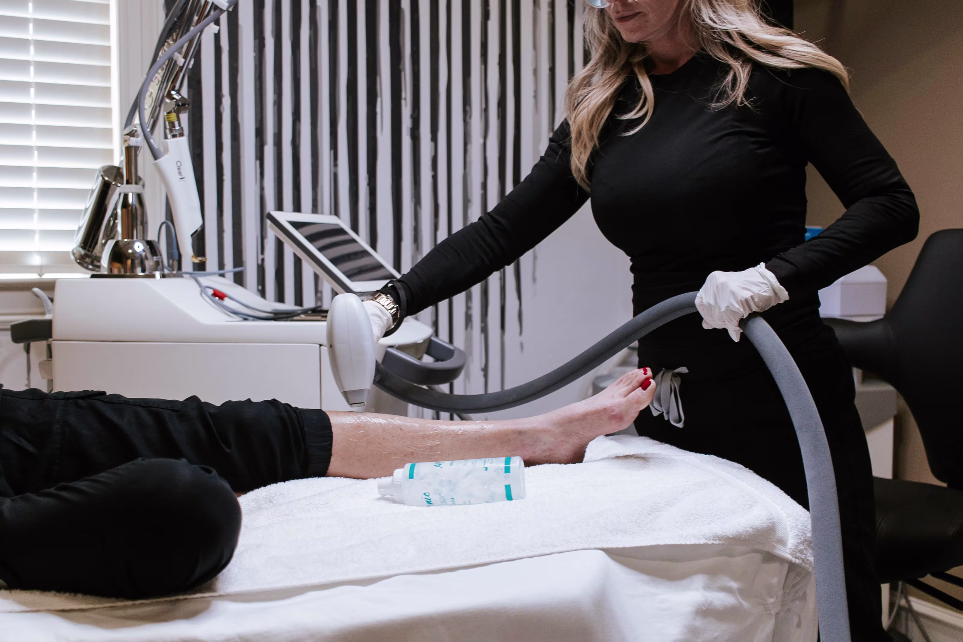 Laser hair removal treatment session at a med spa in Southlake, Texas