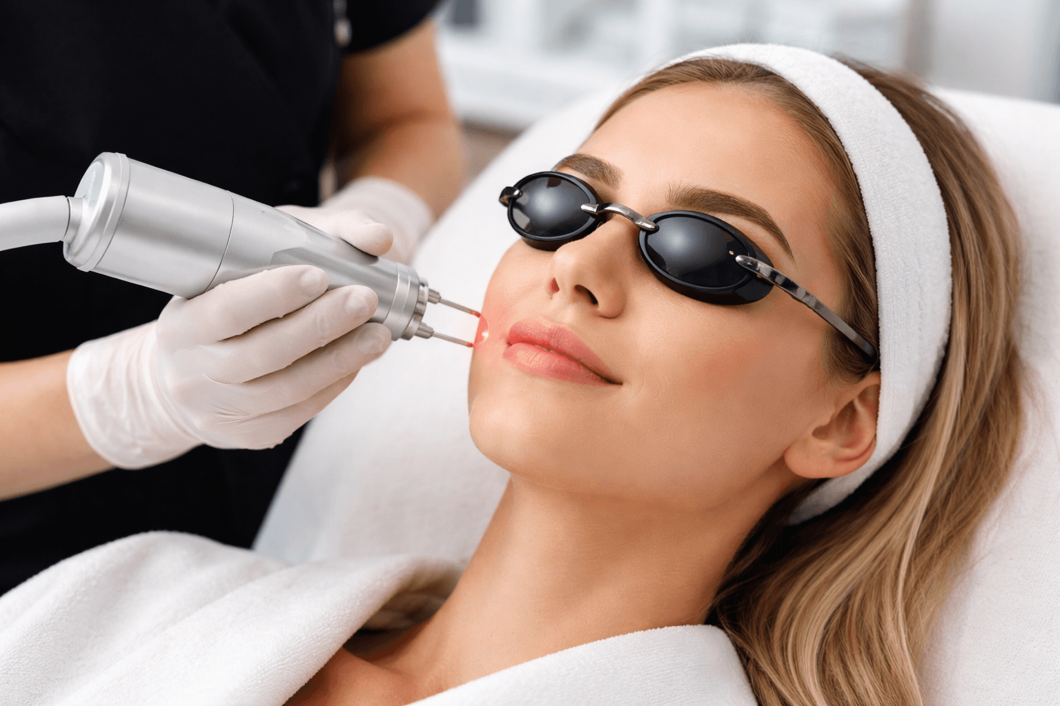 Patient receiving natural-looking lip fillers in Southlake, Texas at a medical spa consultation