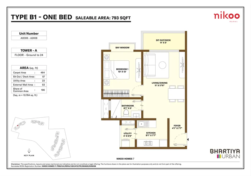Type B1 - 1 BHK (793 sqft)