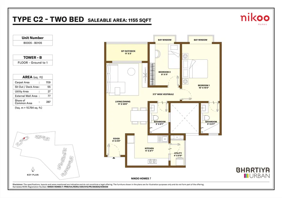 Type C2 - 2 BHK (1155 sqft)