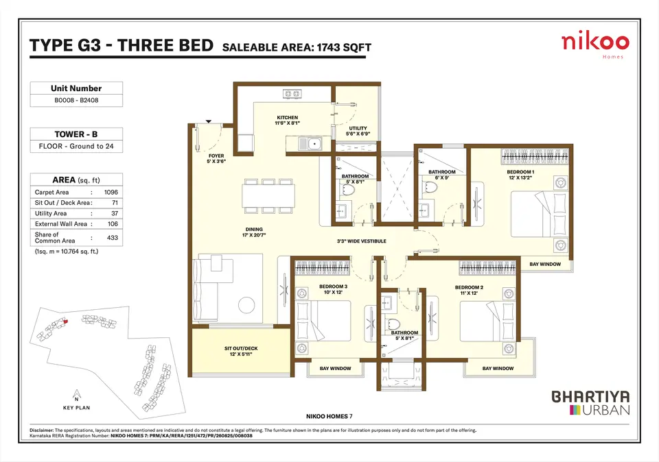 Type G3 - 3 BHK (1743 sqft)