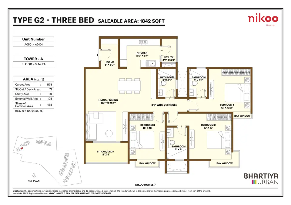 Type G2 - 3 BHK (1842 sqft)