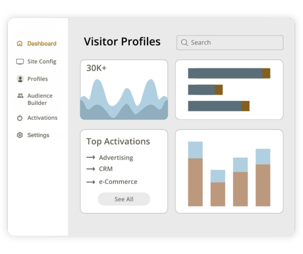 Visitor Profiles Dashboard, displaying various insights and data through graphs and charts