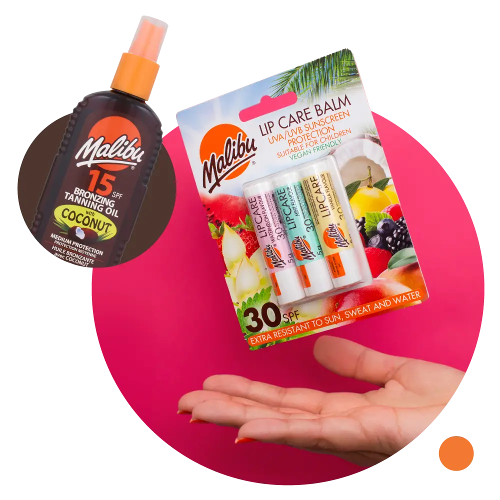 Malibu Sun Care Lip Balms and Malibu SPF Oil