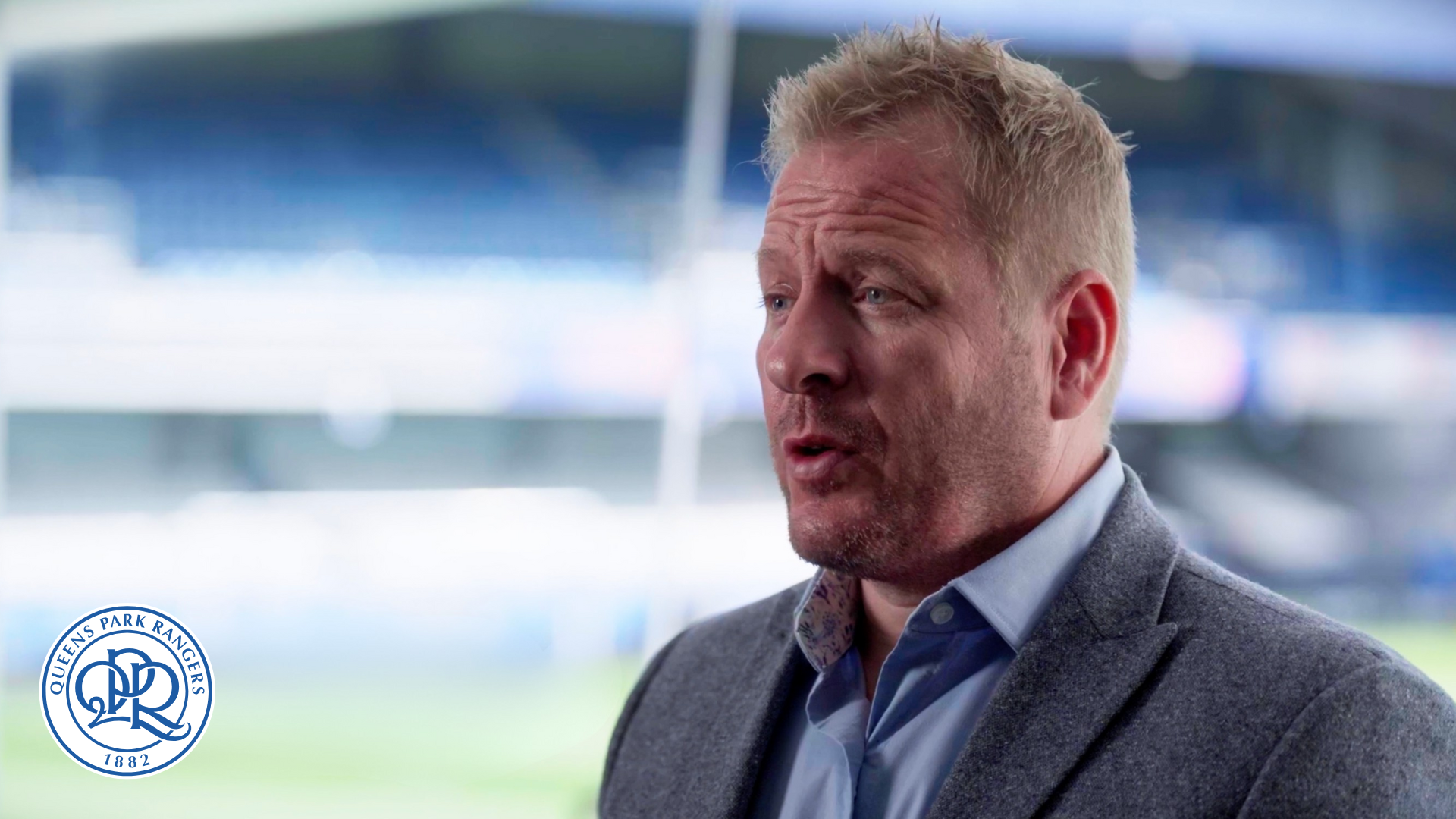 A Queens Park Rangers representative interviewed pitchside for a Managed247 video testimonial