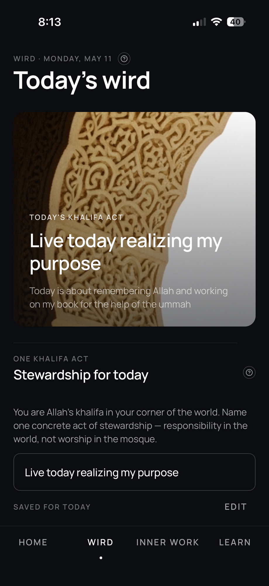 Miraj app — Today's Khalifa Act