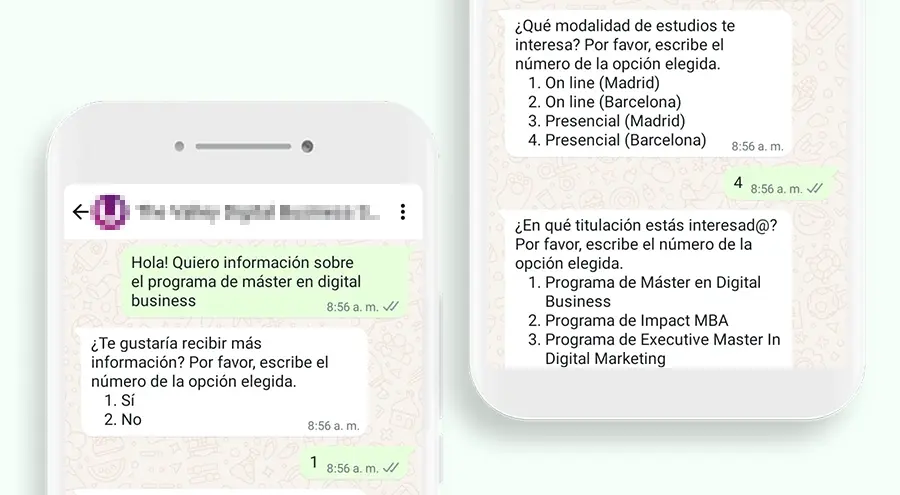 caso de un chatbot de universidades en españa que no entiende las preguntas