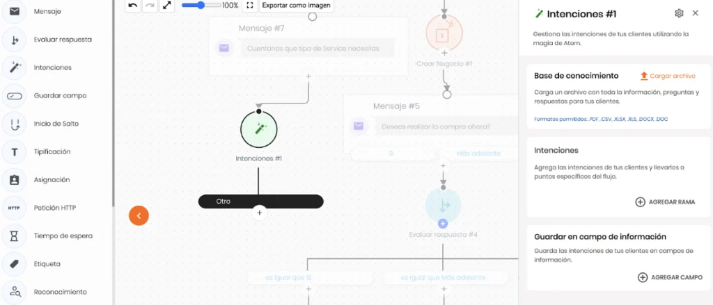 componente avanzado de atom para conversaciones de IA Agents