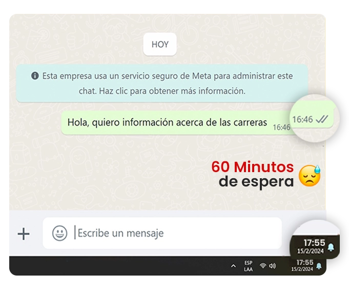 ejemplo de chat por whatsapp sin contestar en universidad