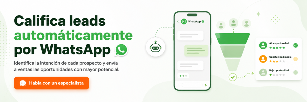 Banner Calificar leads automáticamente por WhatsApp