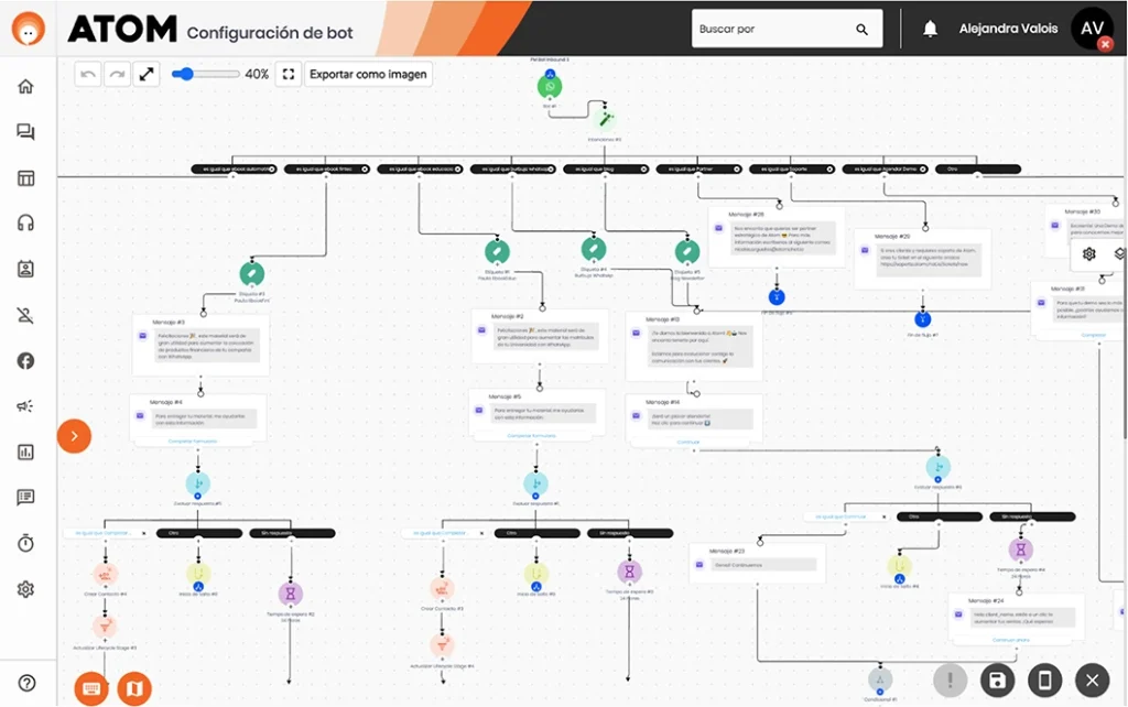 configuración de chat bot inteligente atom