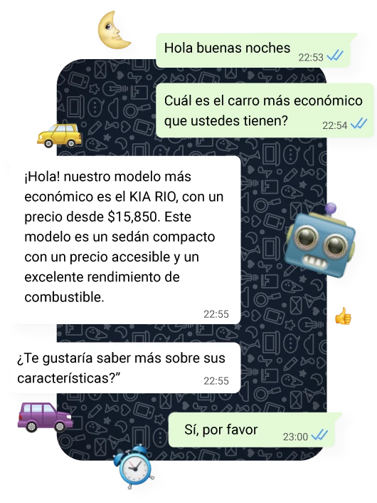chatbot trabaja 24 horas vendiendo vehículos