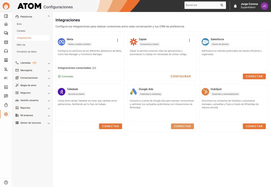 Paso 2 para integrar click to whatsapp a google