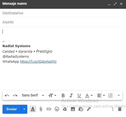 firma en el correo con whatsapp