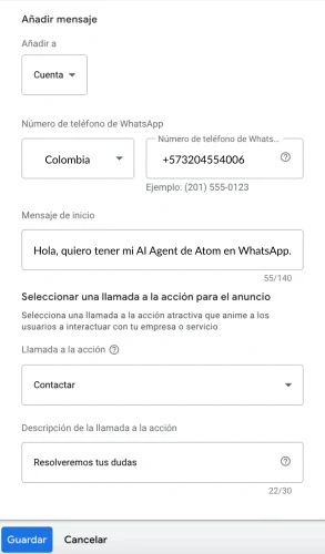 Cómo conectar anuncios de Google Ads con WhatsApp