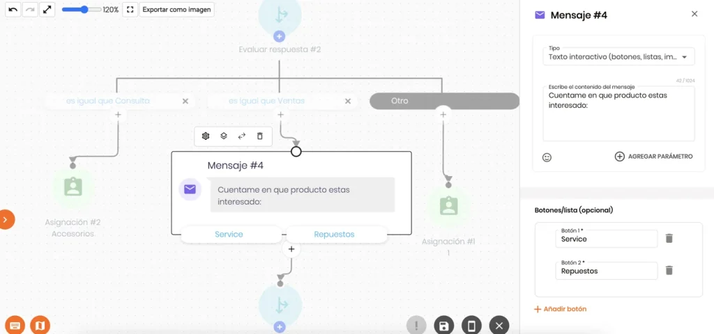 flowbuilder atom para crear flujos de conversaciones de IA Agents