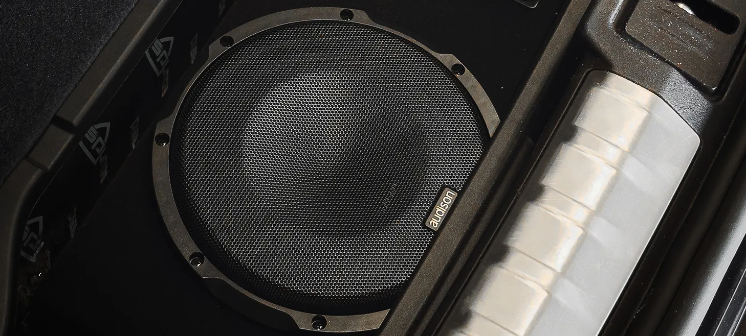 Custom Audison subwoofer enclosure installed by Advanced Mobile Entertainment