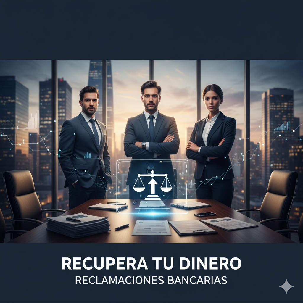 Abogado especialista utilizando tecnología para analizar reclamaciones bancarias