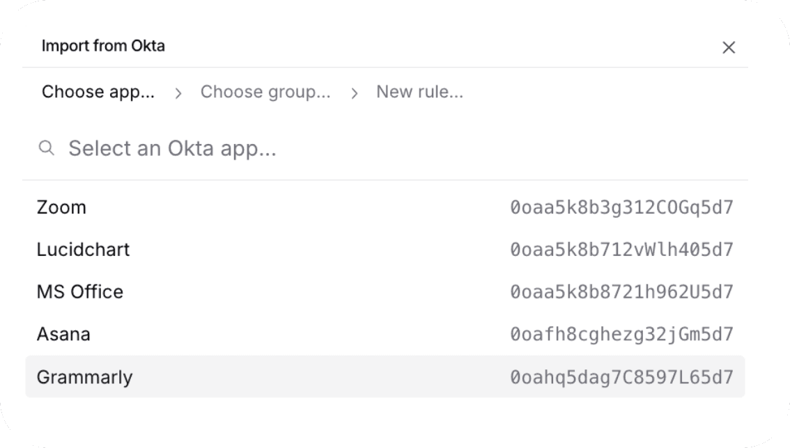 Import from Okta app