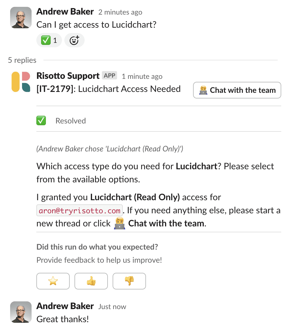 Risotto Support + Andrew Baker: Lucidchart Access