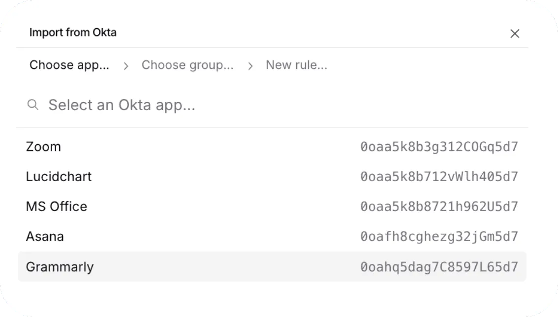 Import from Okta app