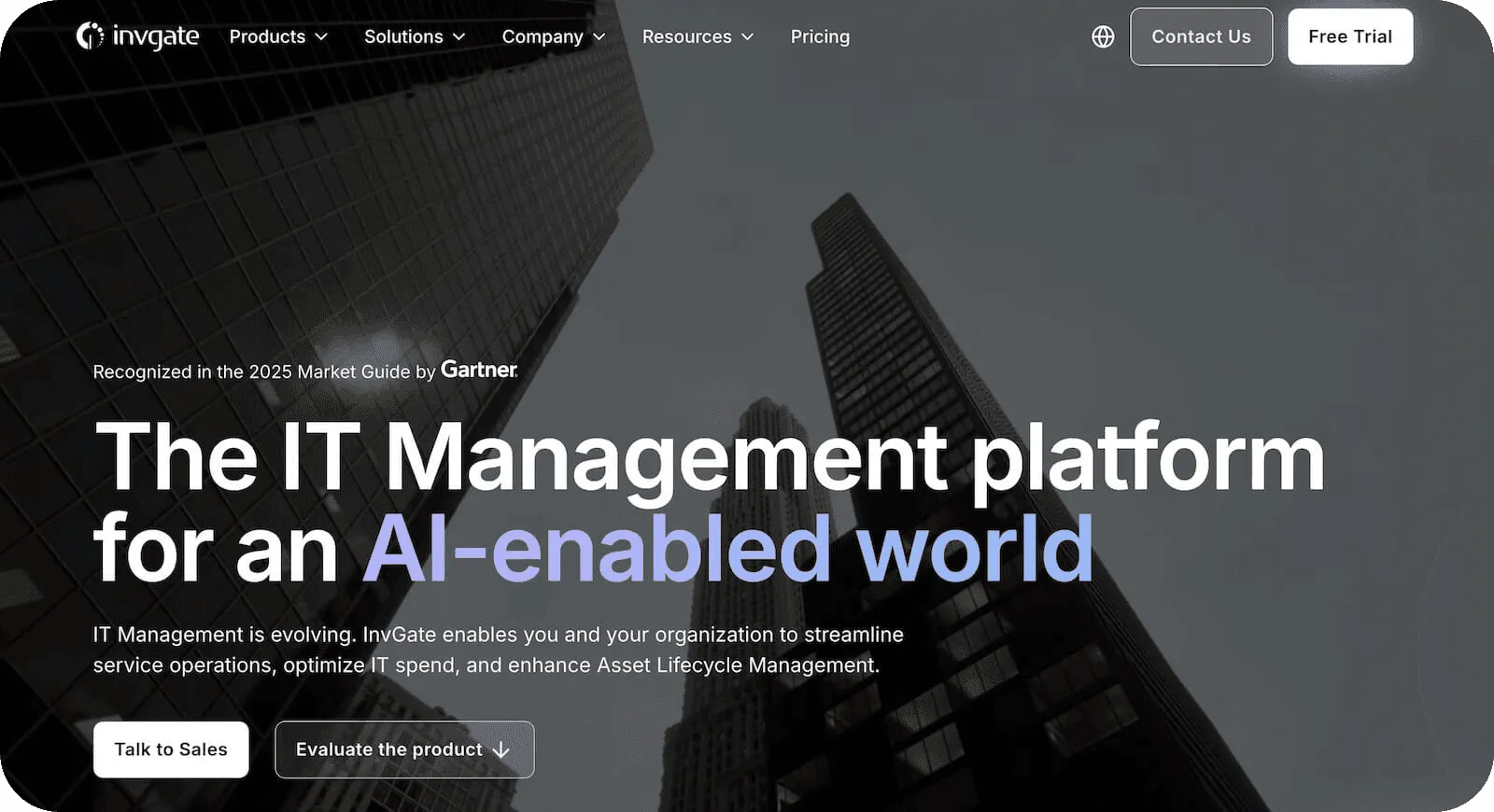 InvGate homepage: The IT Management platform for an AI-enabled world