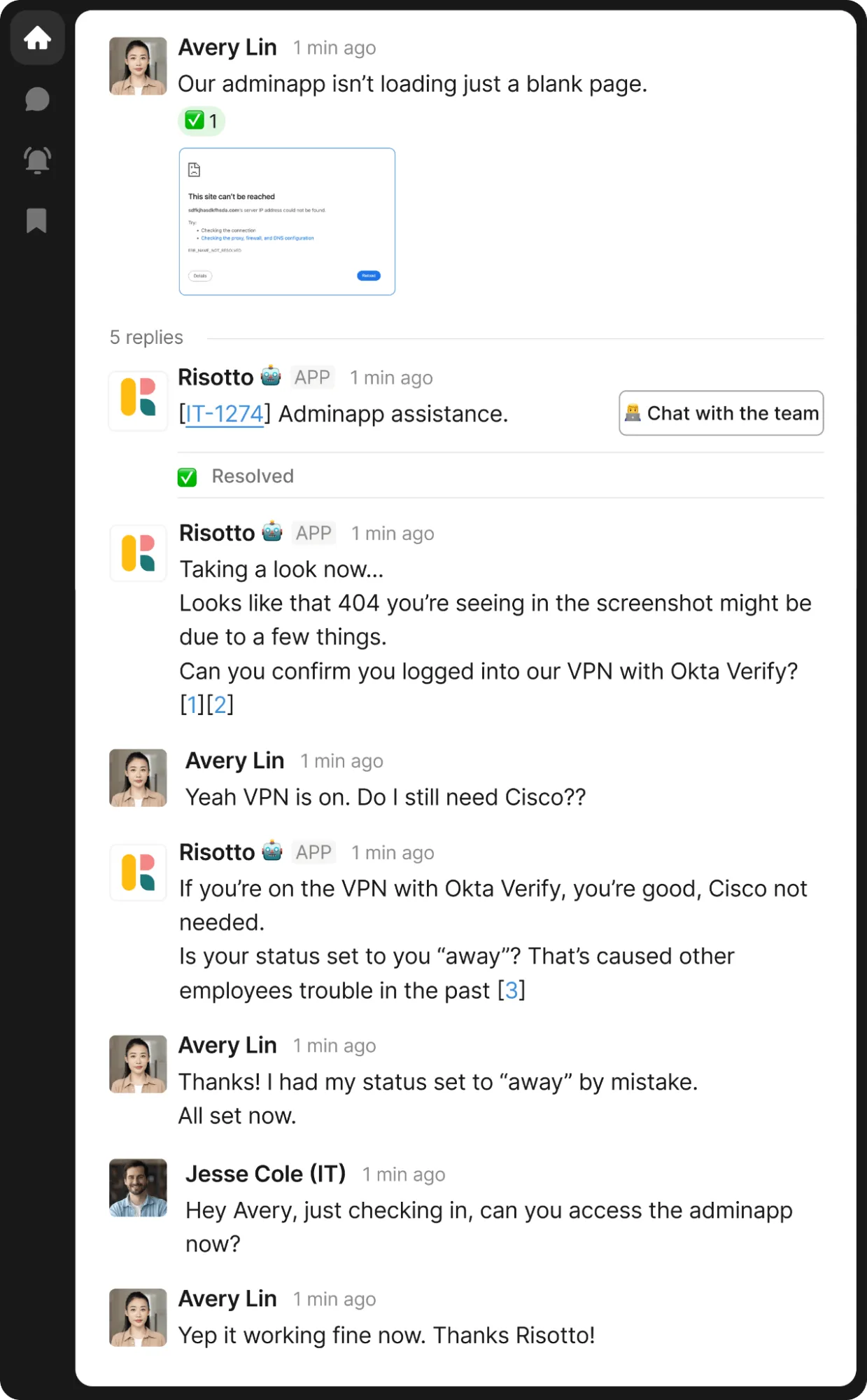 Risotto Support: Error with Adminapp