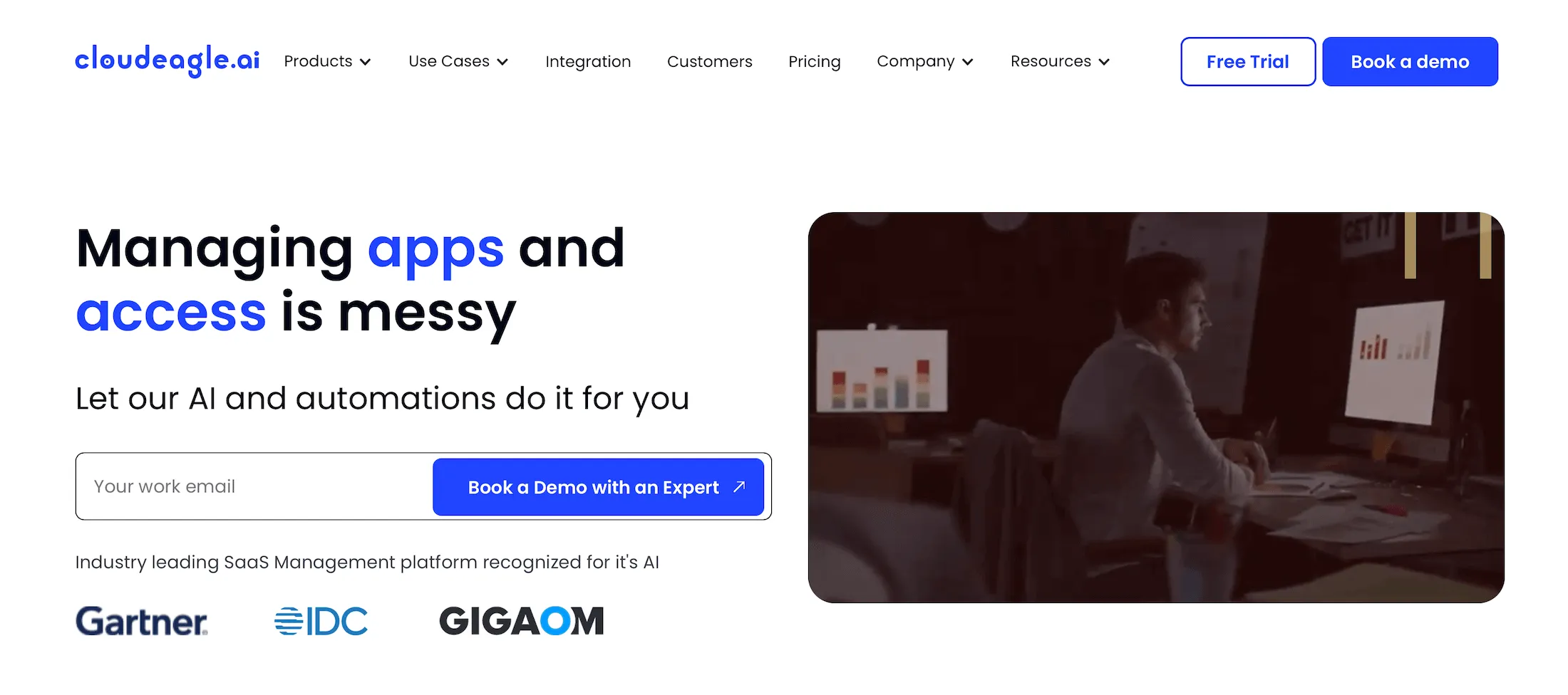 CloudEagle homepage: Managing apps and access is messy