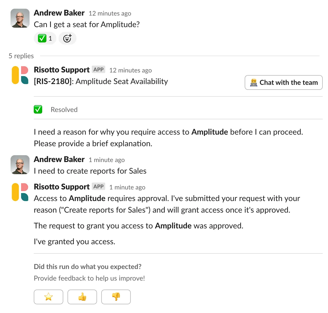 Risotto Support: Amplitude Seat Availability