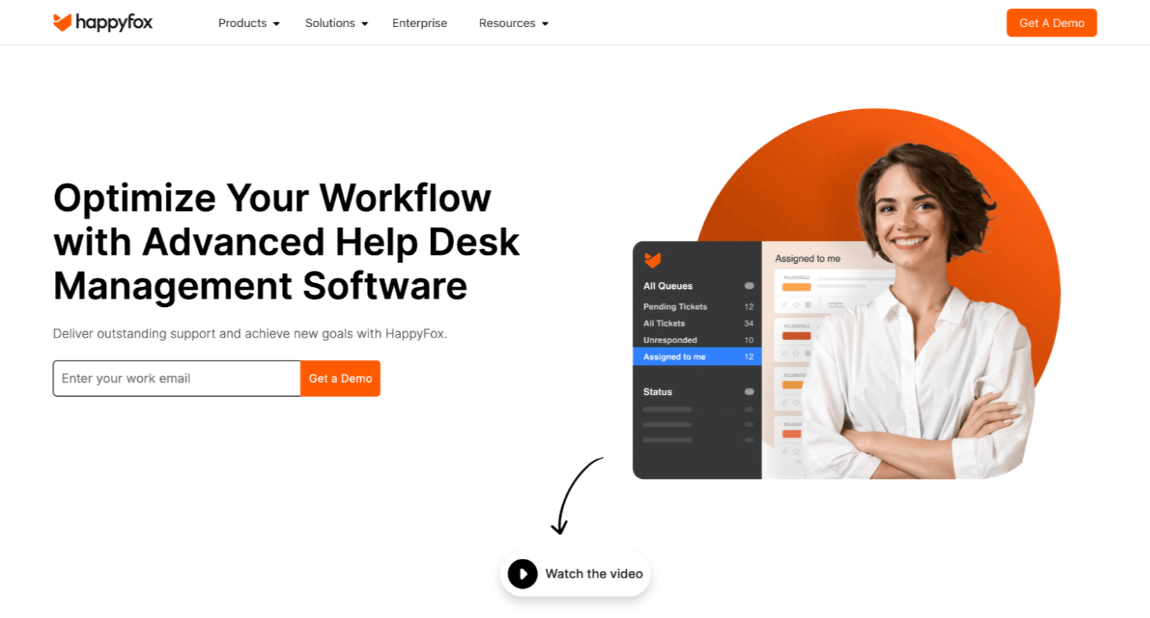 HappyFox homepage: Optimize Your Workflow with Advanced Help Desk Management Software