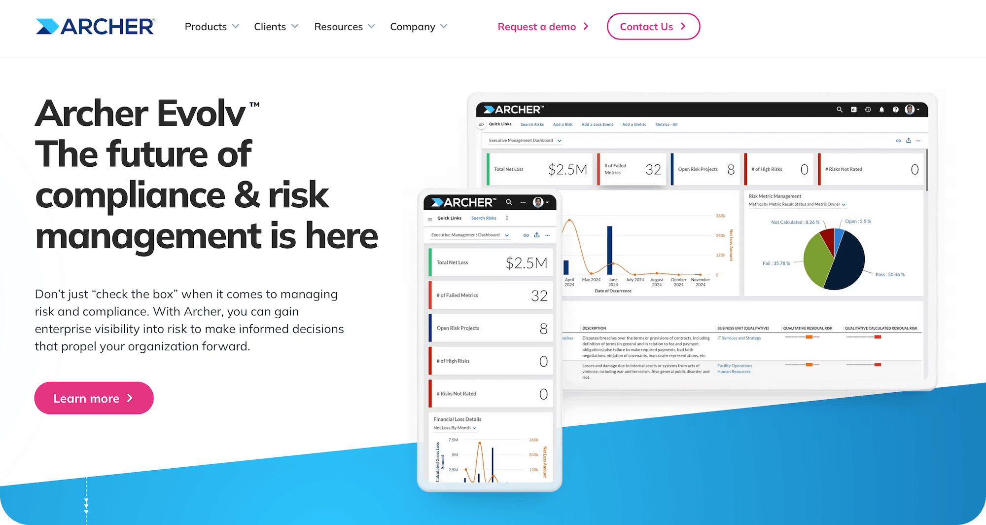 Archer homepage: Archer Evolv - The future of compliance & risk management