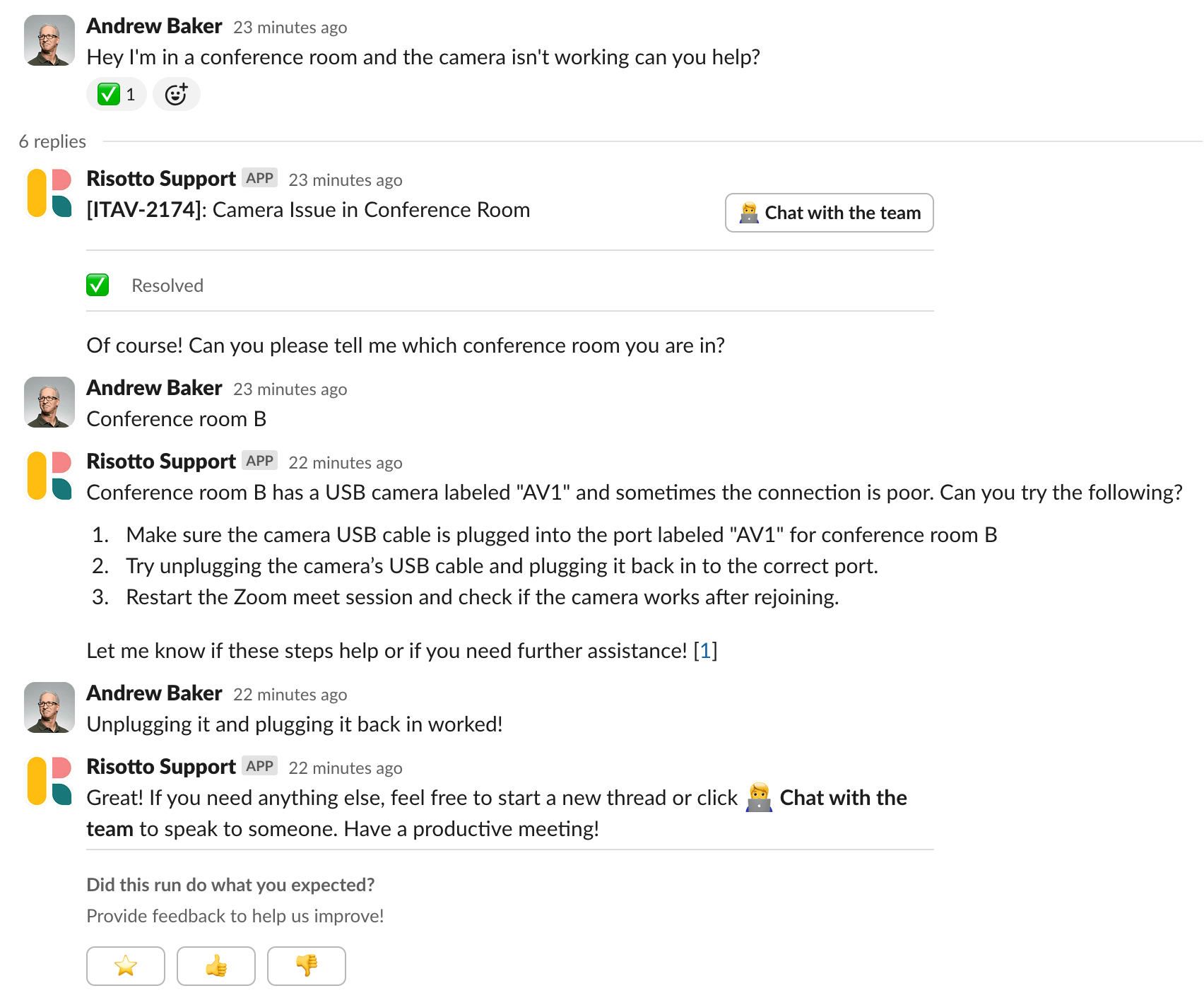 Risotto Support: Conference Room B Camera Issue