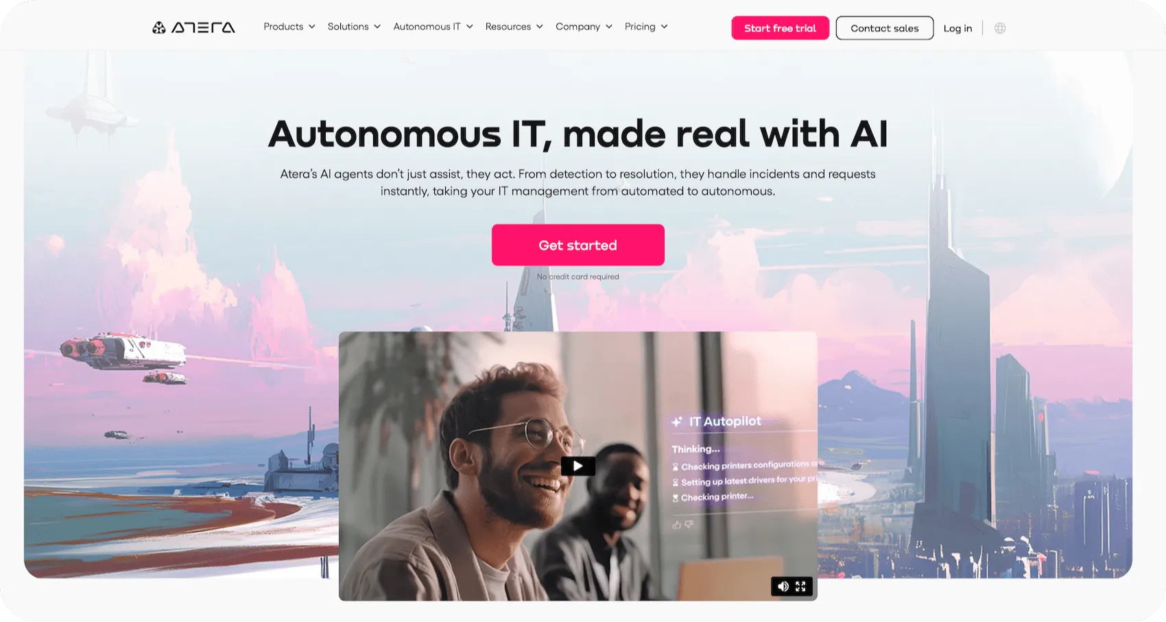 Atera homepage: Autonomous IT, made real with AI