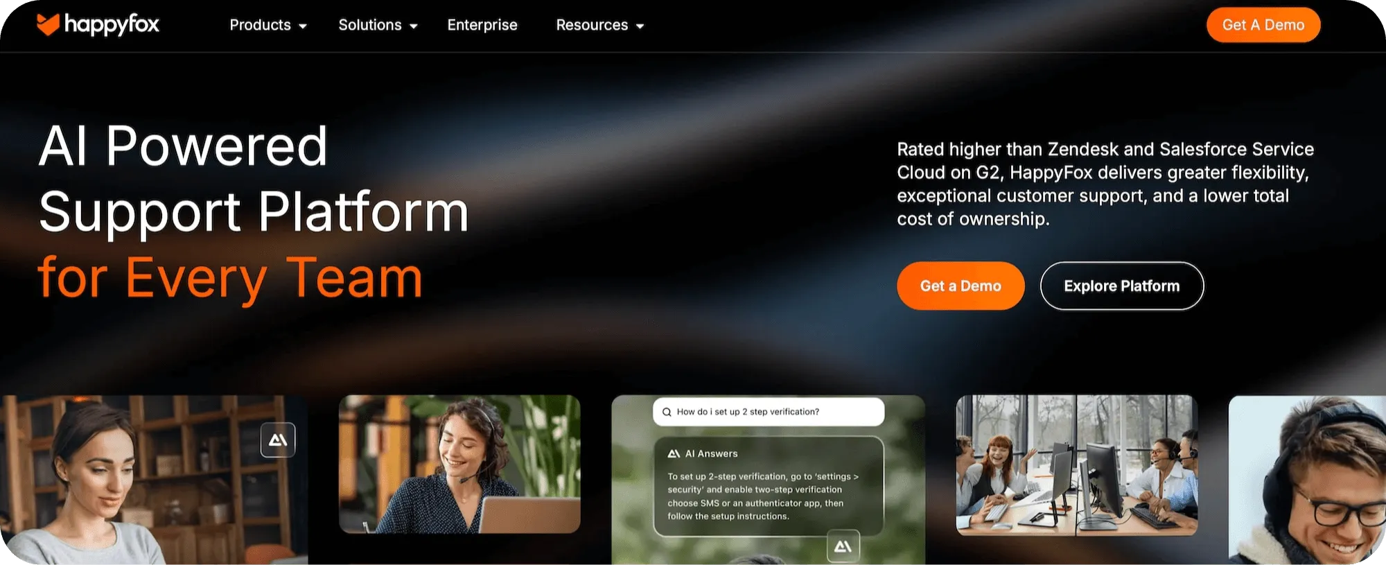 HappyFox homepage: AI Powered SUpport Platform for Every Team