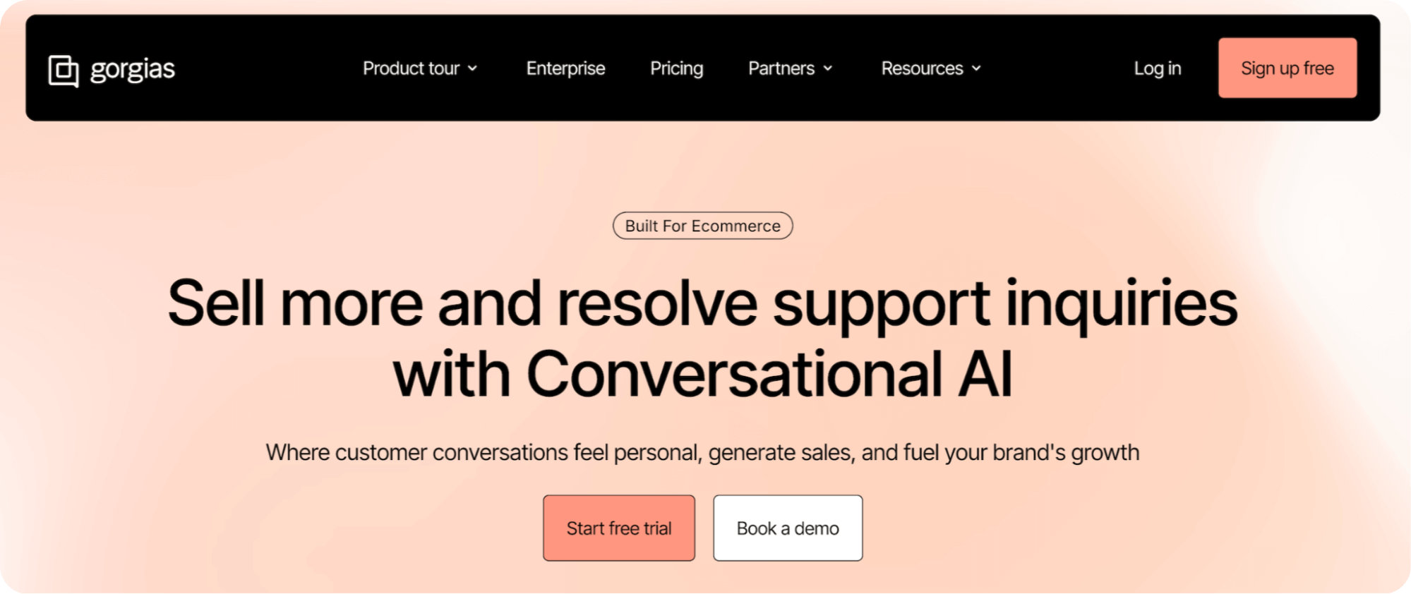 Gorgias homepage: Sell more and resolve support inquries