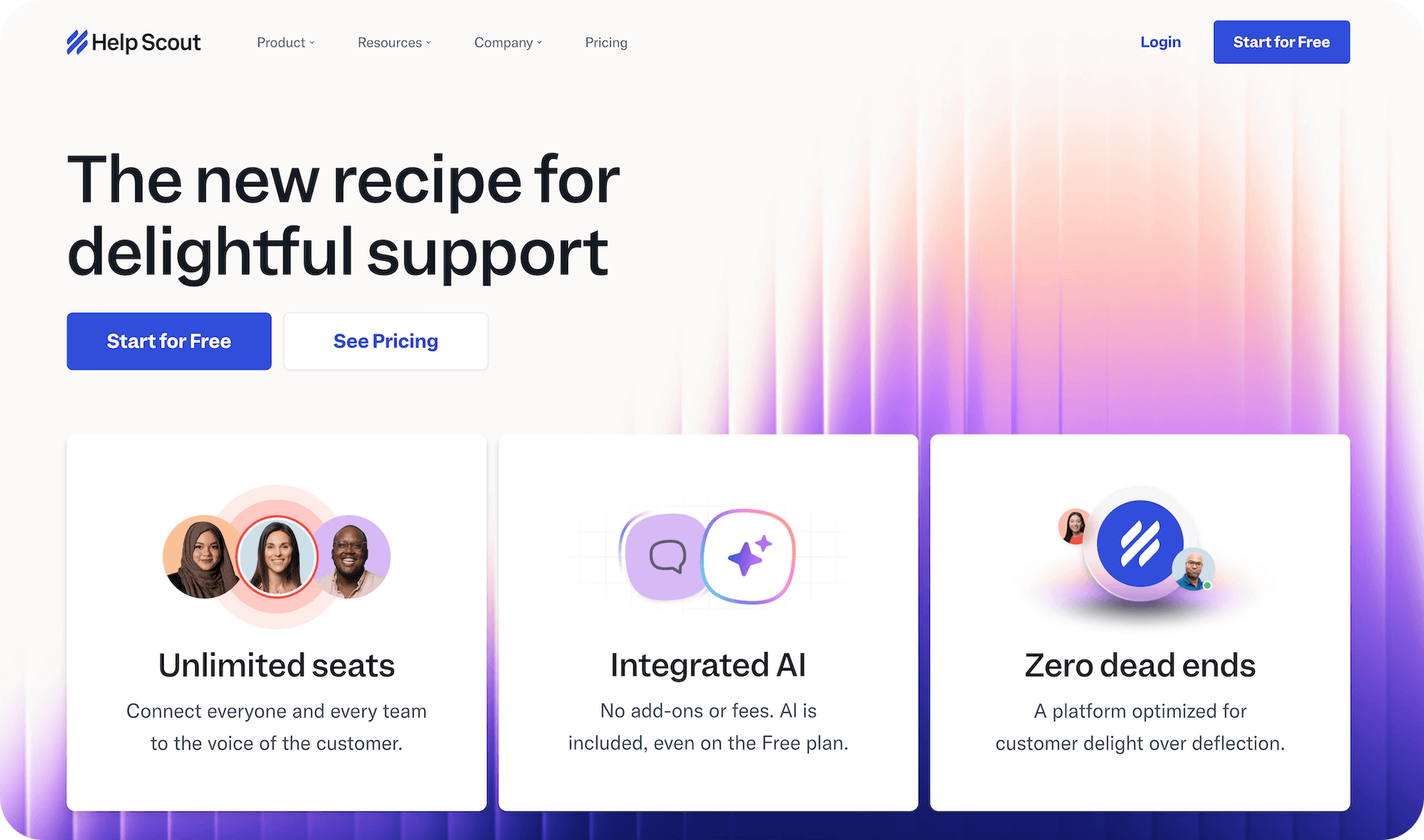 Help Scout homepage: The new recipe for