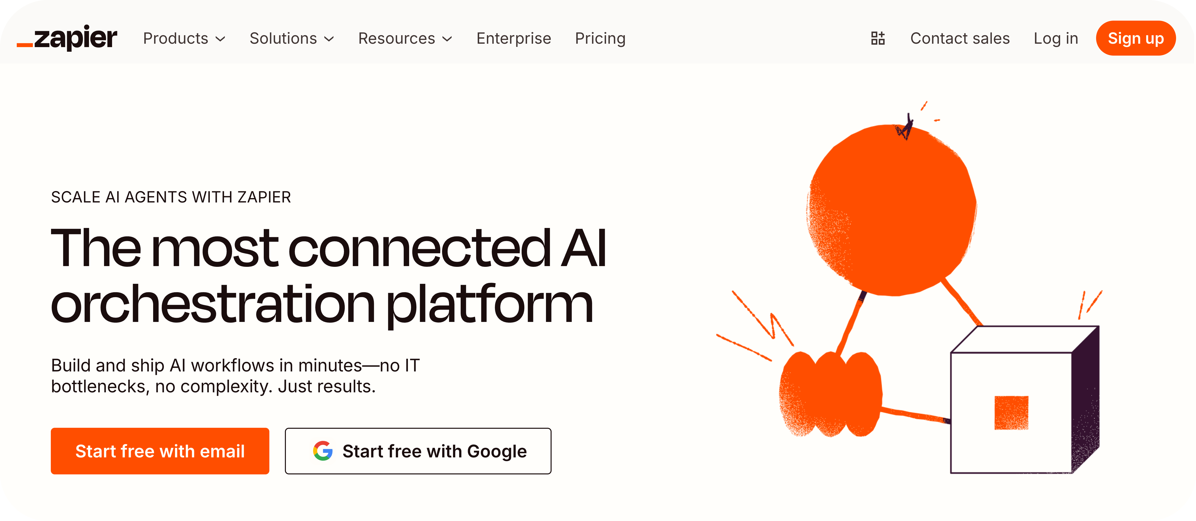 Zapier homepage: The most connected AI orchestration platform