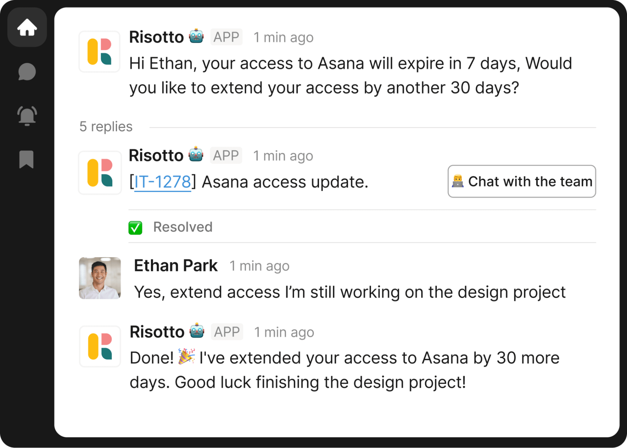 Risotto app: Asana extension
