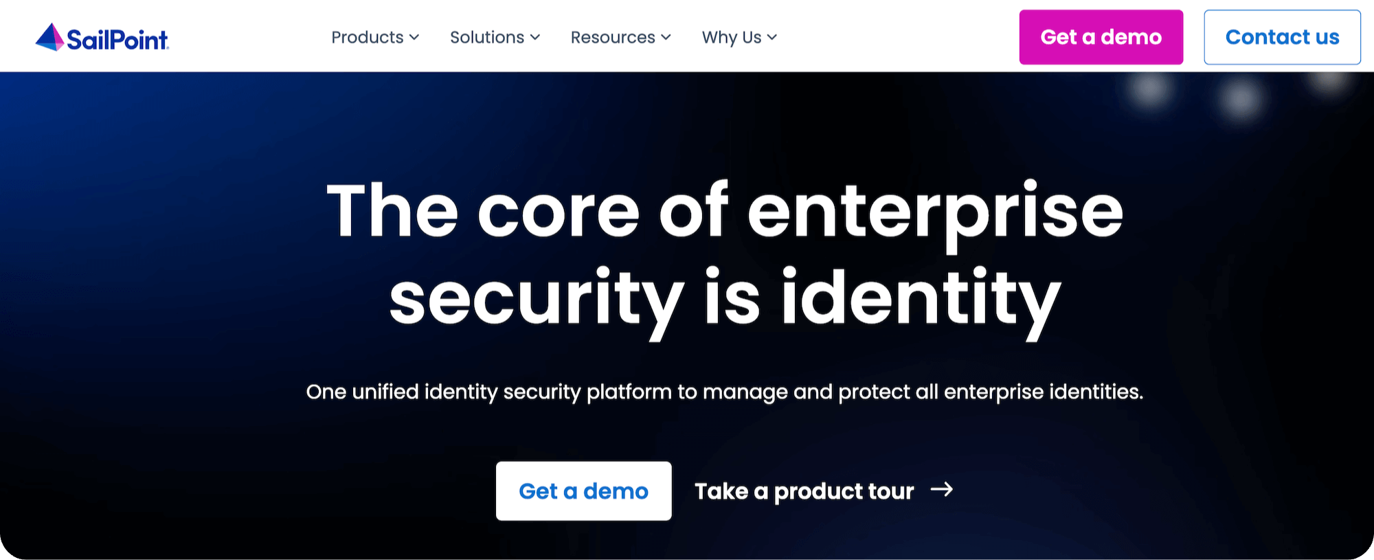 SailPoint homepage: The core of enterprise security is identity