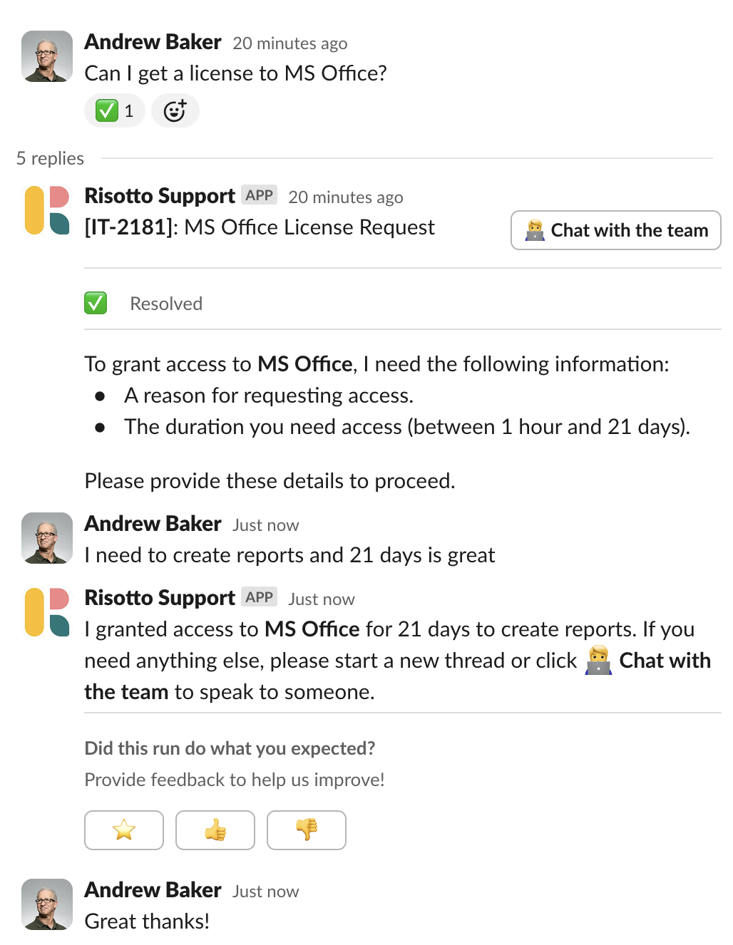 Risotto Support: MS Office License
