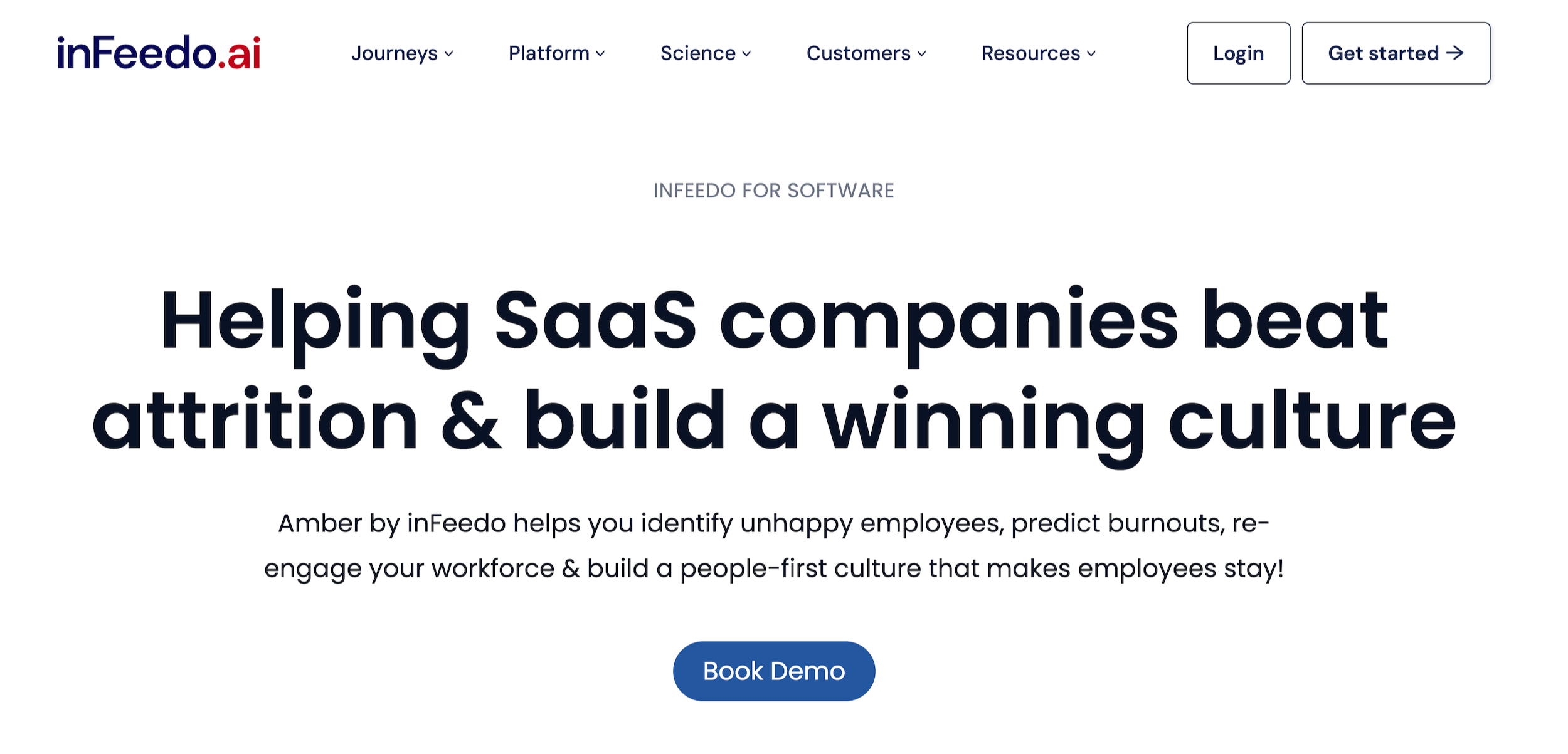 Amber by inFeedo homepage: Beat attrition and build a winning culture