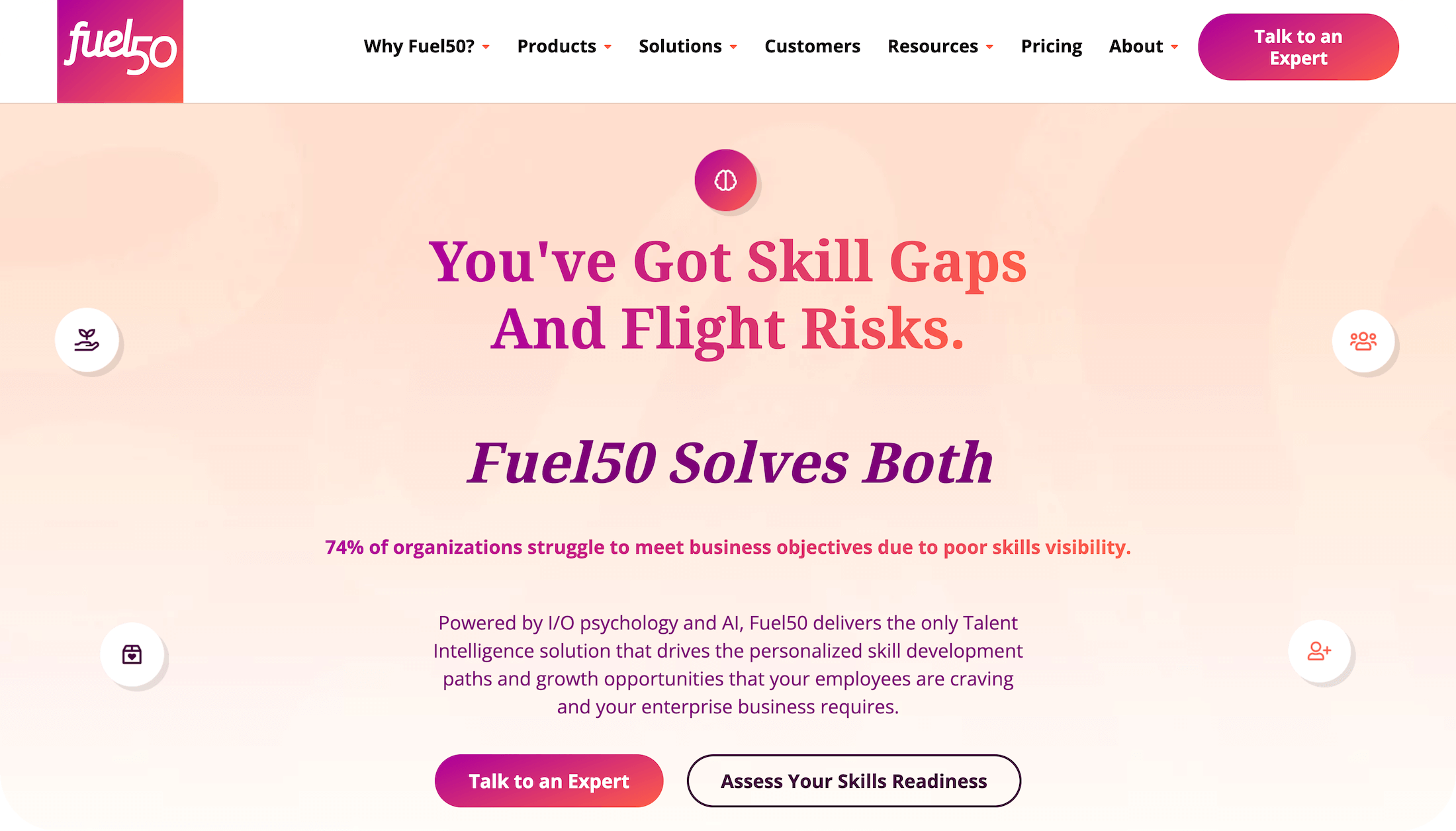 Fuel50 homepage: Powered by I/O psychology and AI