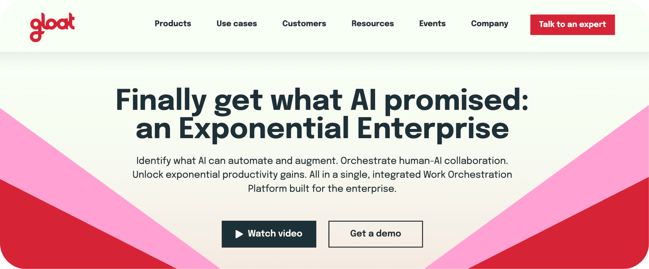 Gloat homepage: Finally get an Exponential Enterprise