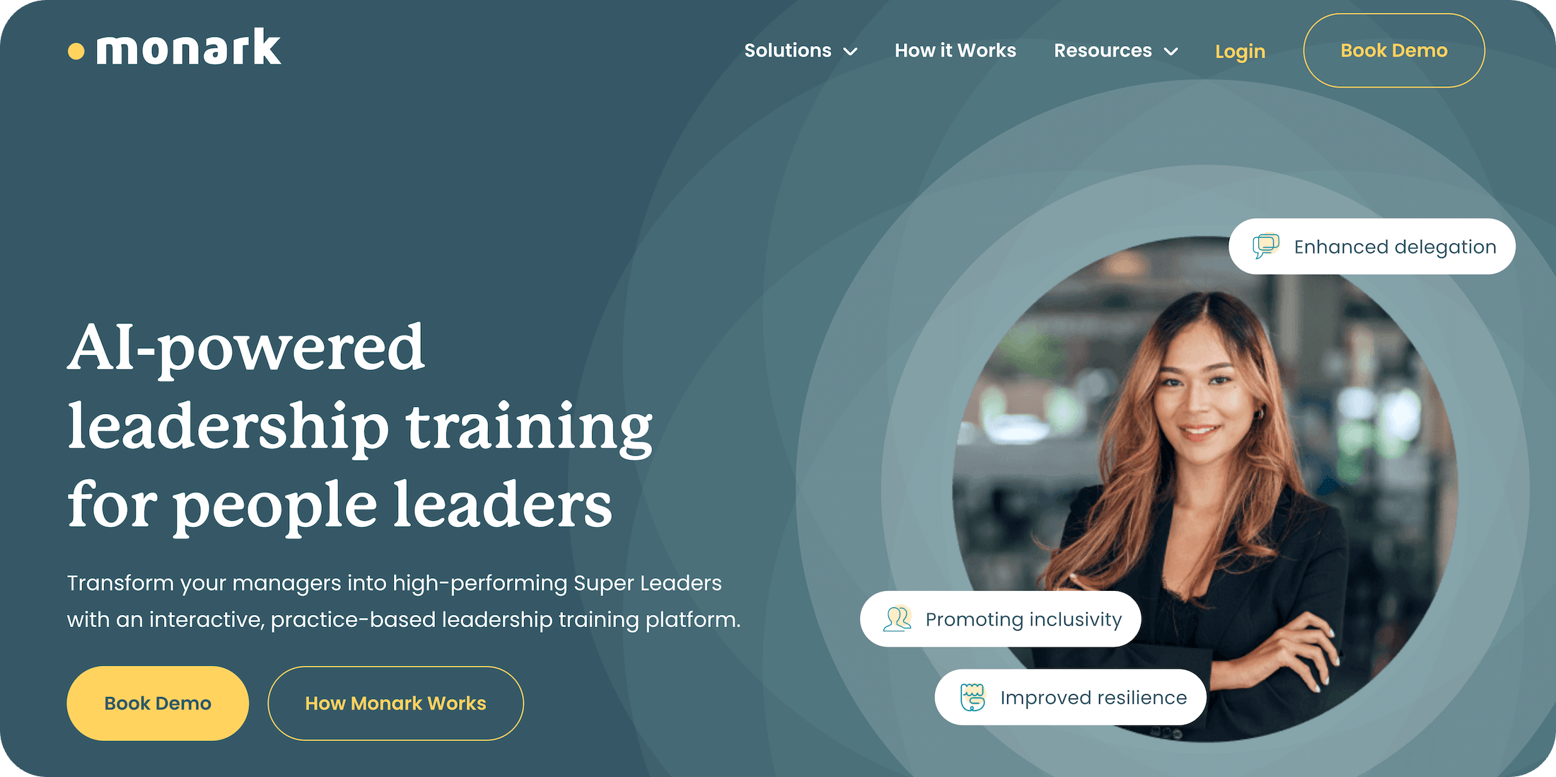 Monark homepage: AI-powered leadership training