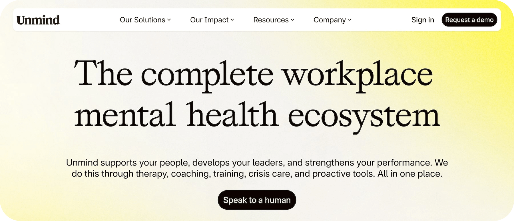 Unmind homepage: The complete workspace