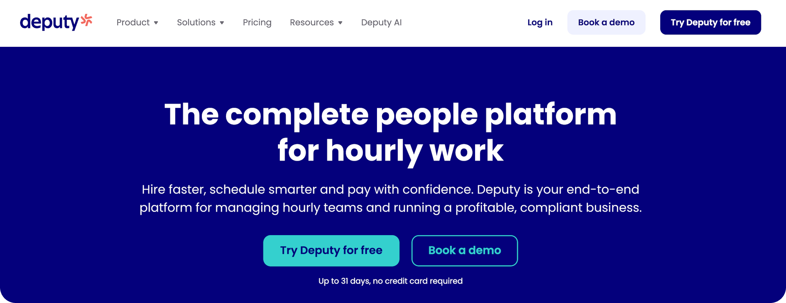 Deputy homepage: The complete people platform for hourly work