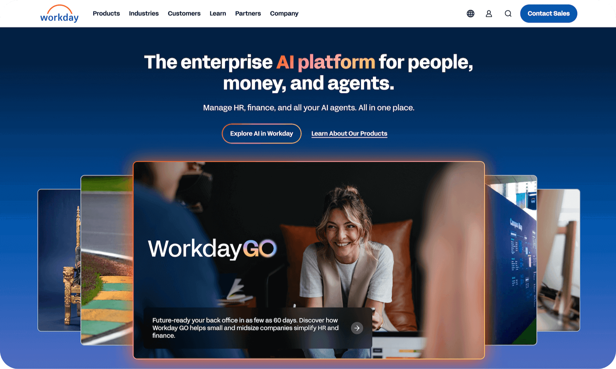 Workday homepage: The enterprise AI platform for people, money, and agents.