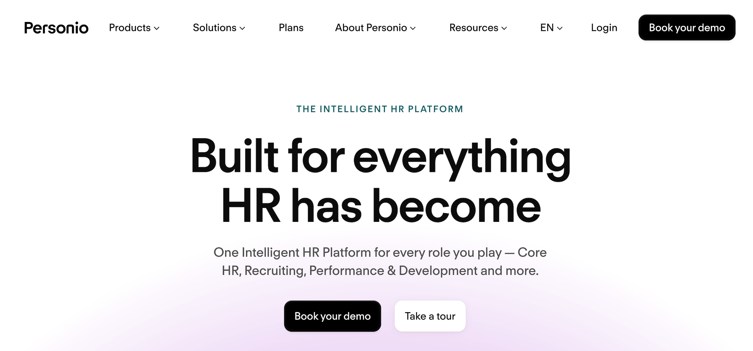 Personio homepage: Built for everything HR has become